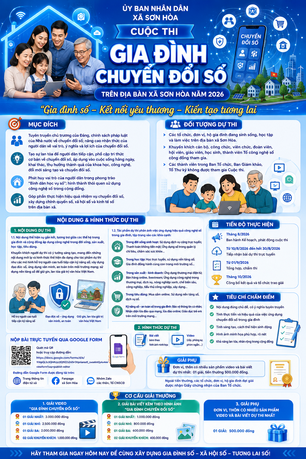 Xã Sơn Hoà gia hạn thời gian nhận bài tham gia Cuộc thi “Gia đình chuyển đổi số” trên địa bàn xã